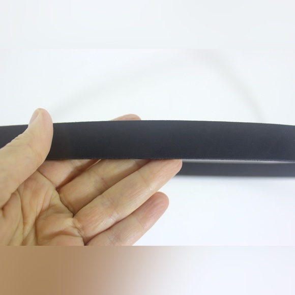 34”-38” DANIER Black Skinny Smooth Leather Belt - Picture 5 of 8